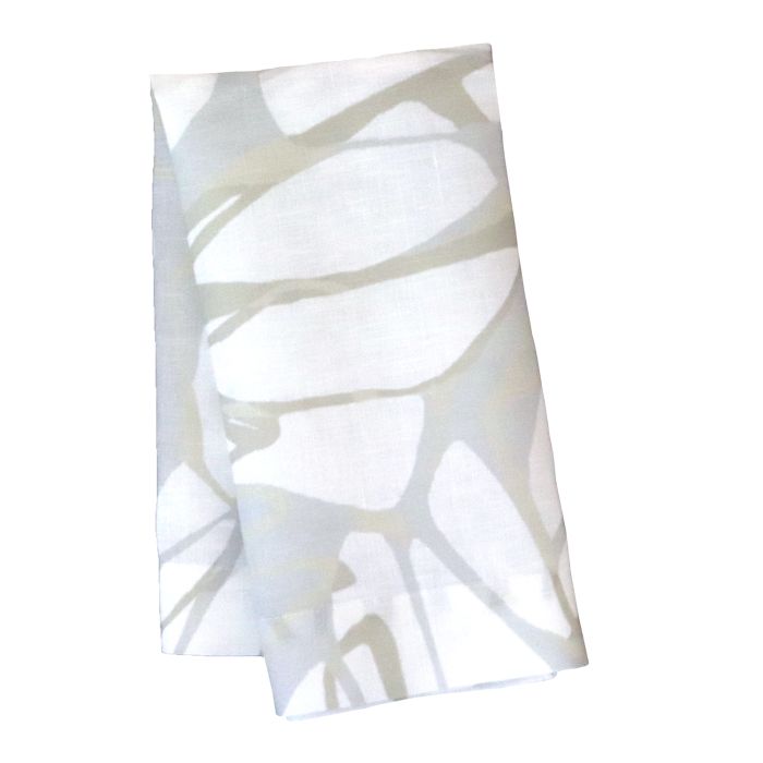 White Gold Silver Printed linen napkin