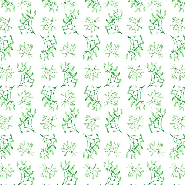 Mistletoe Square Linen Tablecloth Christmas Green and White