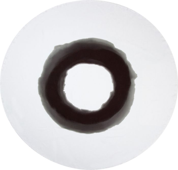 Moreton black and white round linen tablecloth