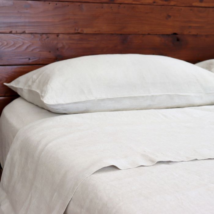 Huddleson Pure Italian linen pillowcases in natural, undyed flax color