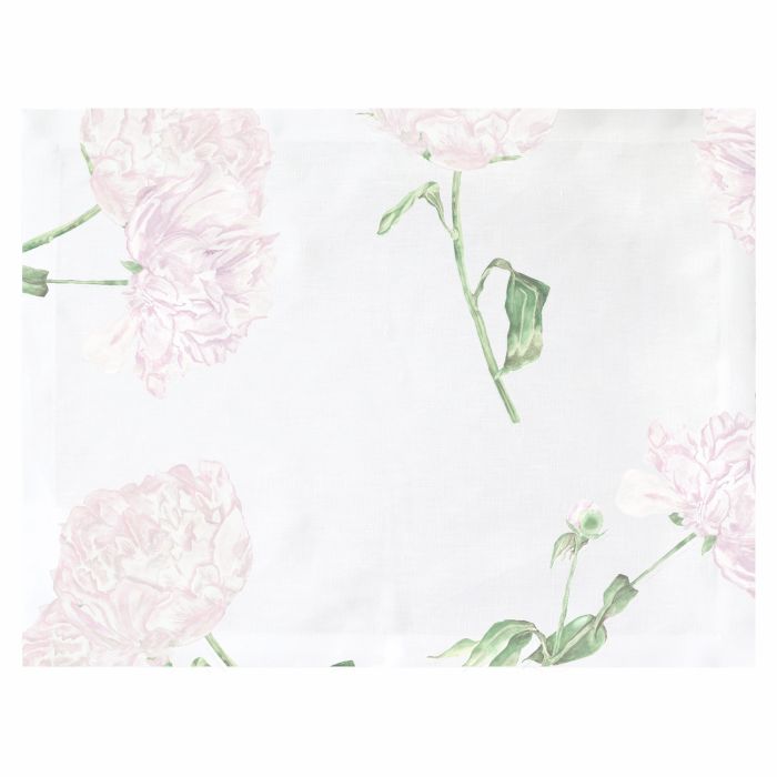 Huddleson Peony Floral Printed White Linen Placemat