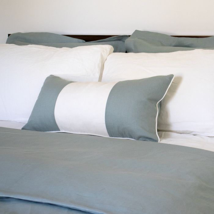 Celadon Throw Pillow Ivory Piping