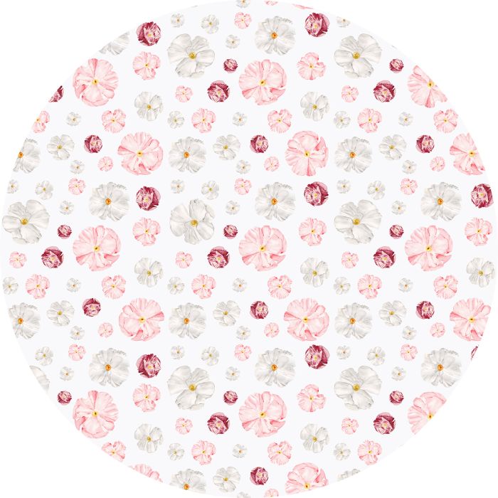 Poppy print floral round linen tablecloth
