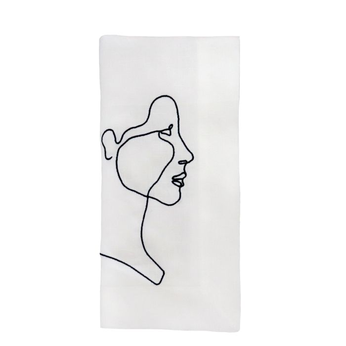 Huddleson linen drawing portrait embroidered linen napkin