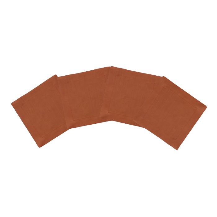 Huddleson Sienna Orange Linen Cocktail Napkin