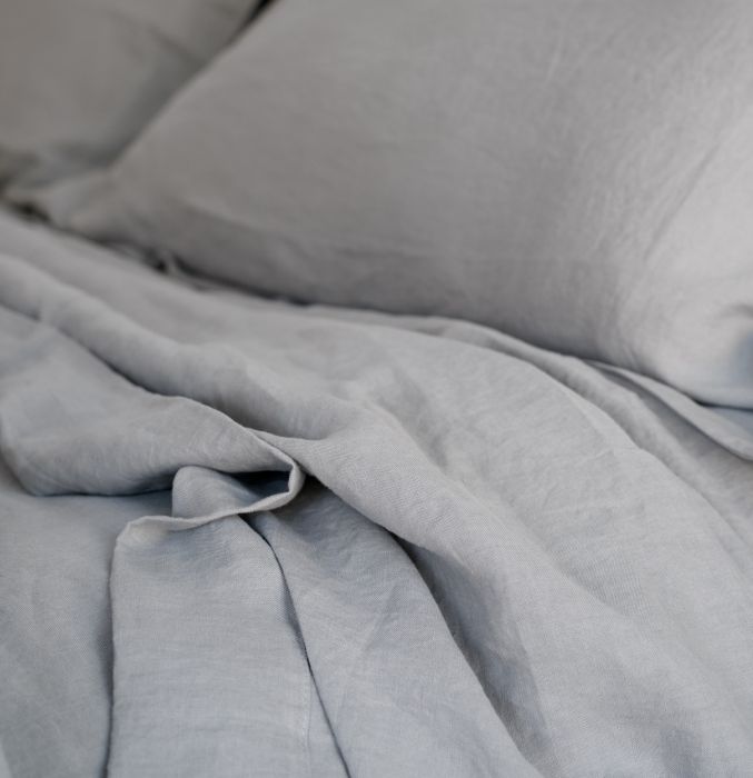 Silver grey pure linen vintage washed pillowcase