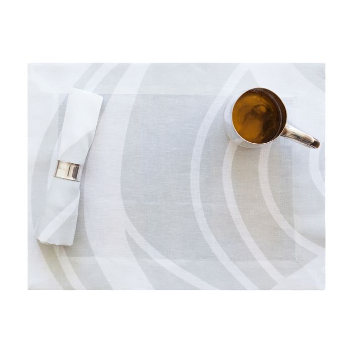 Sloan silver and white swirl linen placemats