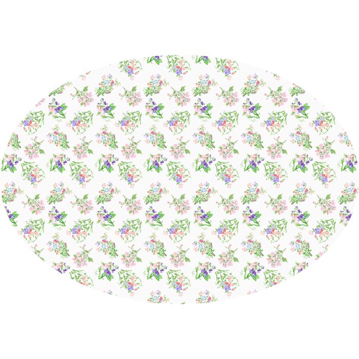 Peony floral oval linen tablecloth
