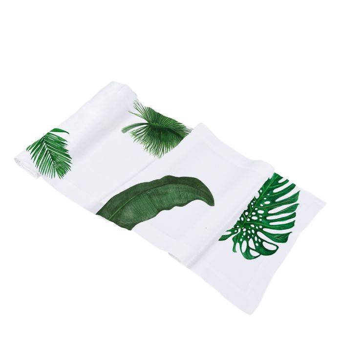 Tropical Leaves Linen Table Runner