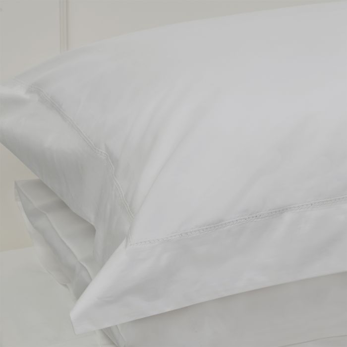 White 500TC Cotton Percale Sham - White Hemstitch