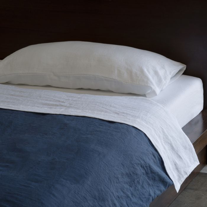 Navy Blue Indigo Pure Italian Linen Duvet Cover