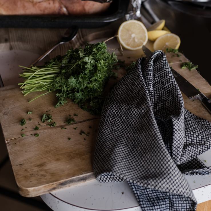 Indigo Shibori Japanese Cotton Napkin by Huddleson Linens