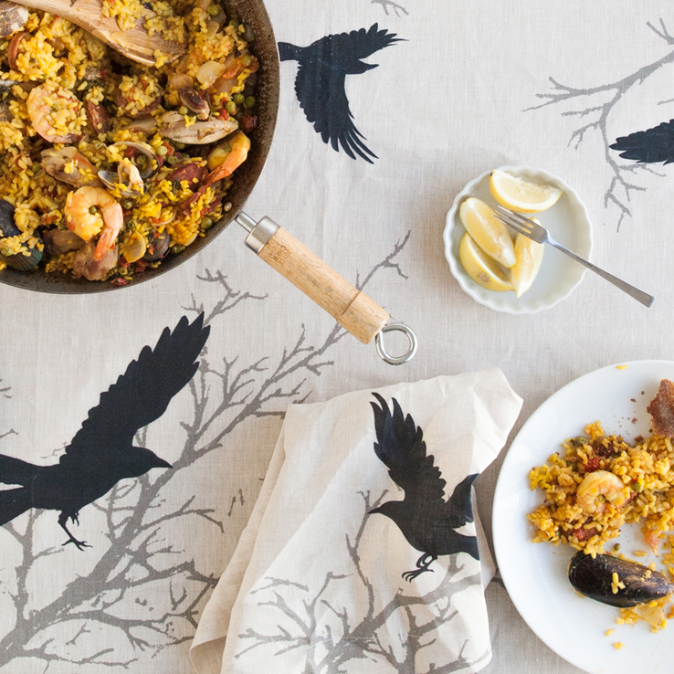 Huddleson Crow Natural Linen Napkin and Tablecloth