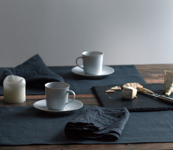 Huddleson Contemporary Linens Brand Slate Charocoal Grey Pure Linen Napkin Placemat