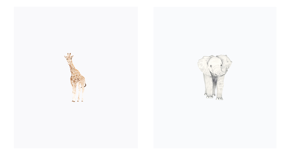 Linen baby blanket giraffe elephant 