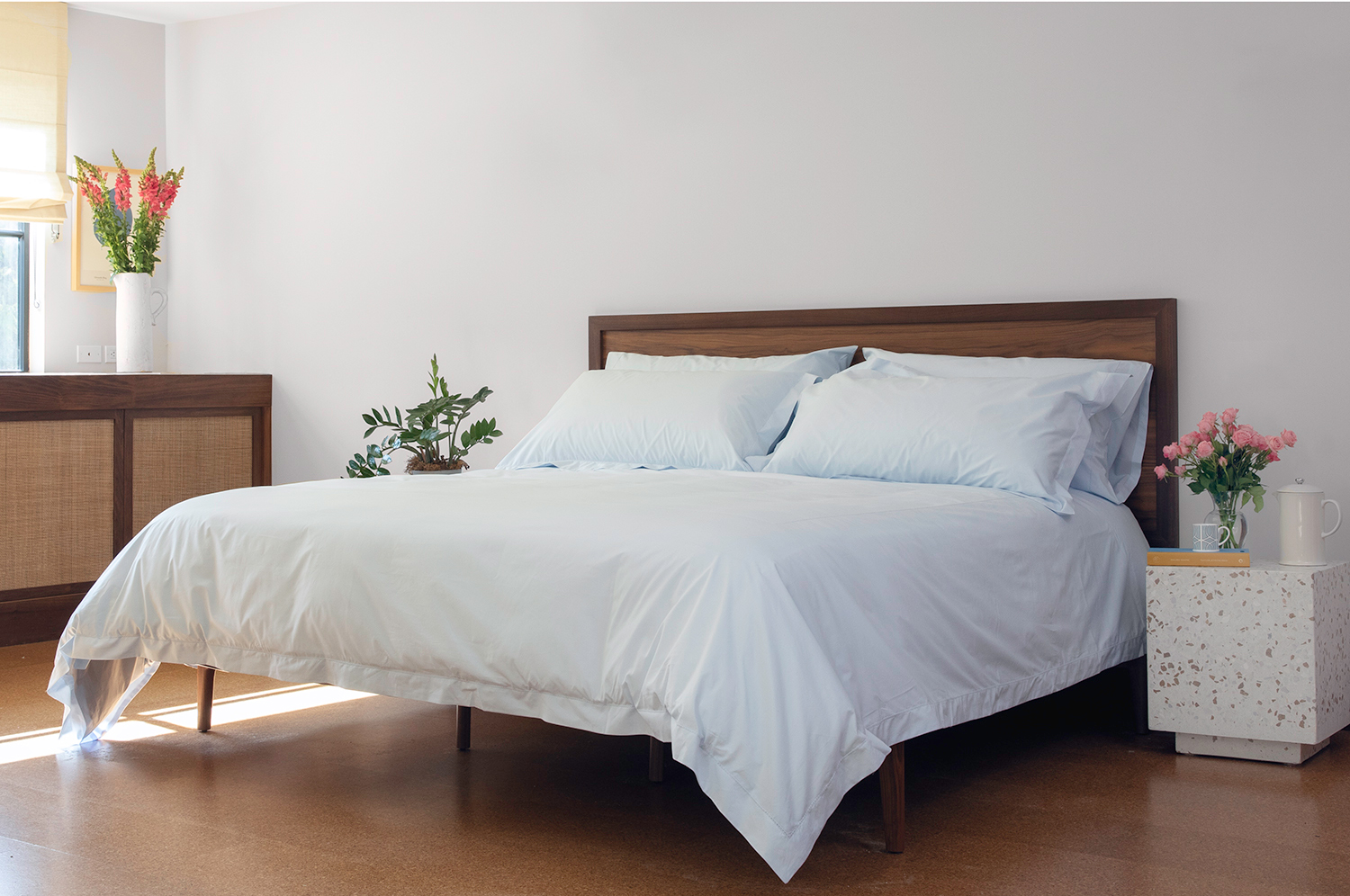 Sky Blue 500 thread count extra long staple cotton percale duvet cover