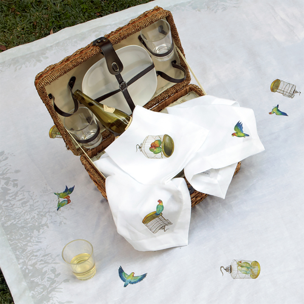 Posh Picnic Luxury Glam Boho Outside Dining Romantic Frolic Birds Basket 