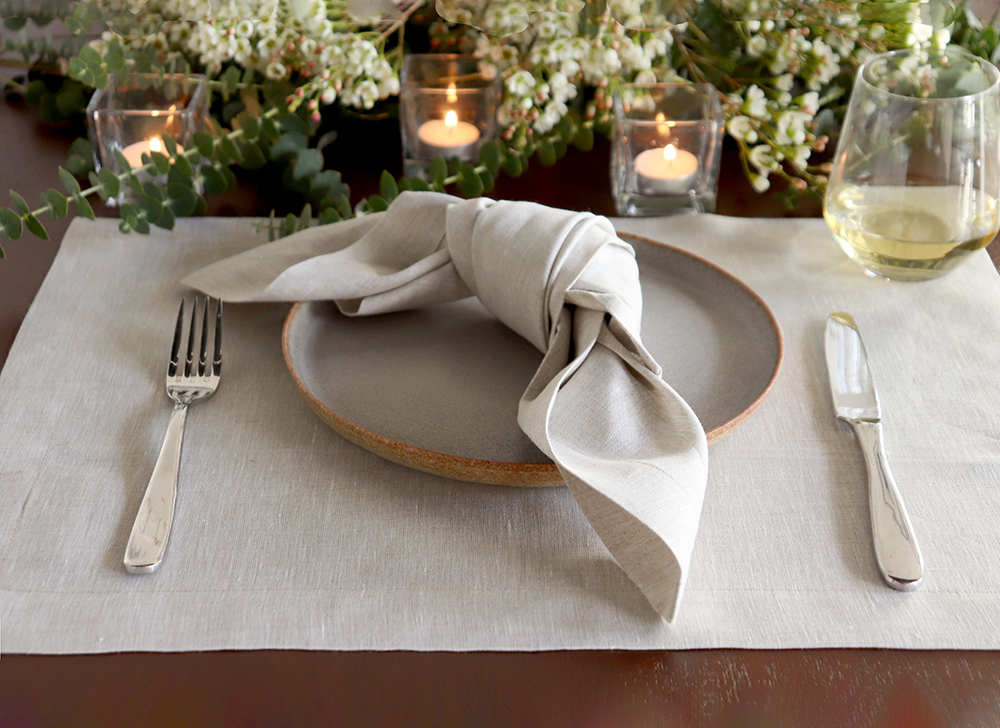 Natural Linen Placemat and Napkin Fall Tablesetting 