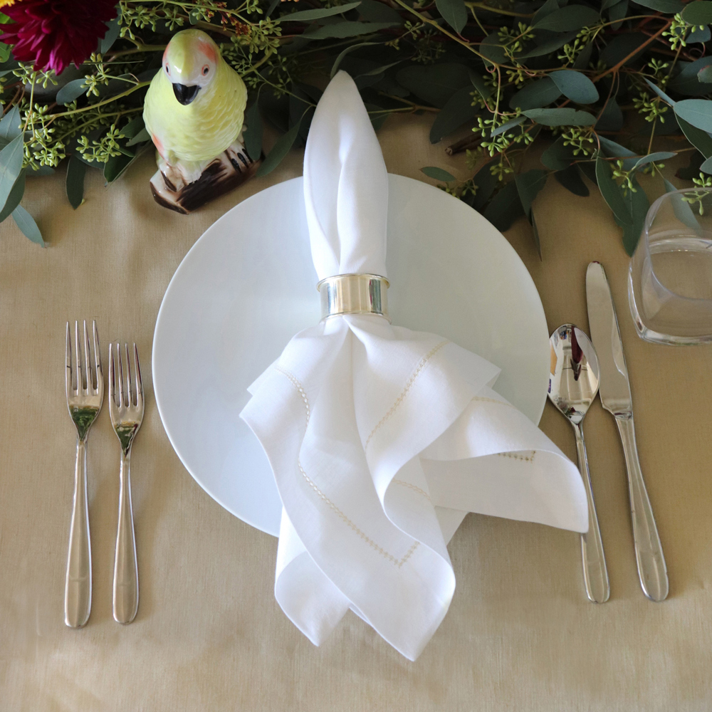 Huddleson Luxury Hemstitched Linen Napkins 