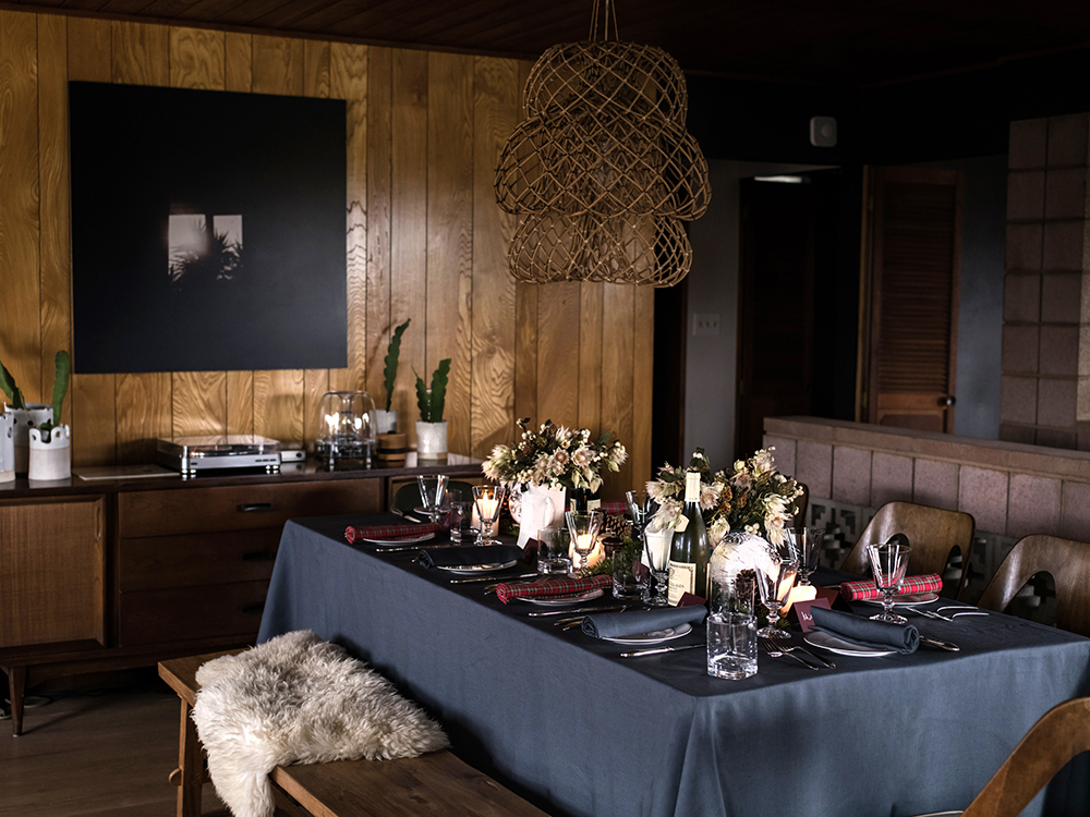 Petrol Teal Green Christmas Linen Tablecloth 