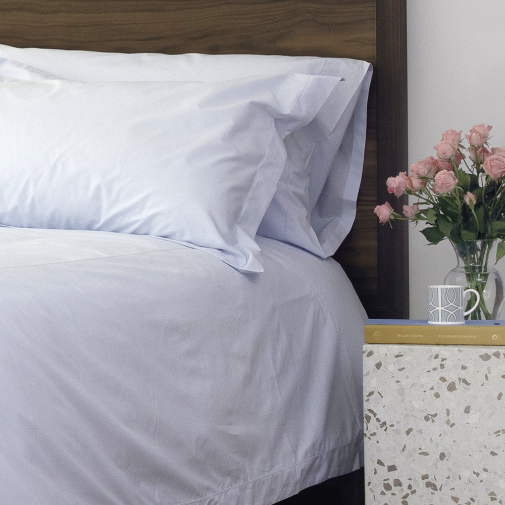 Sky Blue Cotton Percale Duvet Cover 