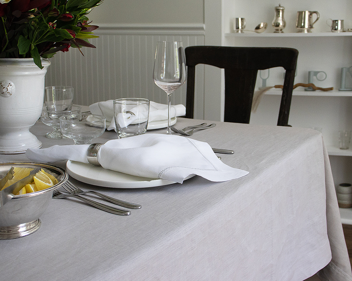 Silver Grey Linen Tablecloth