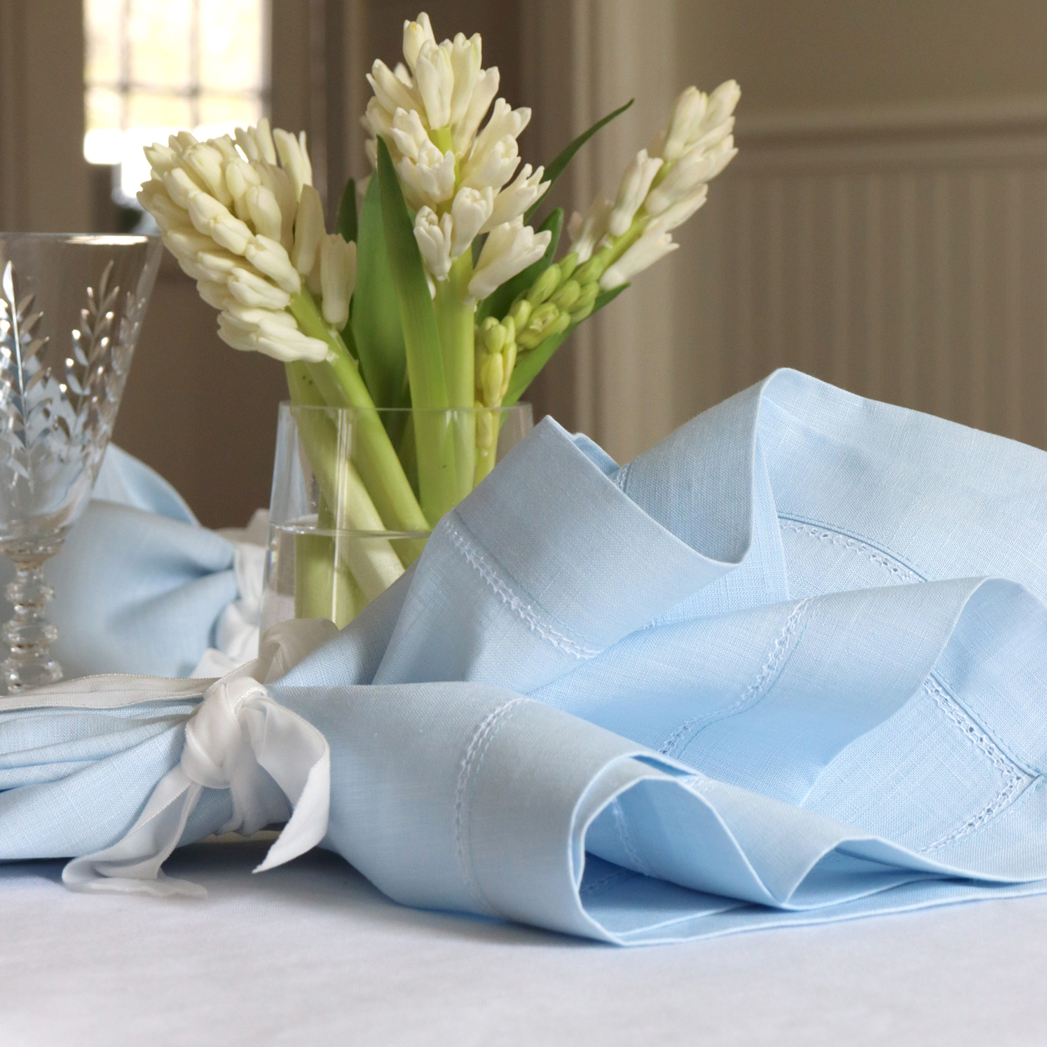 Sky Blue Hemstitch Napkin